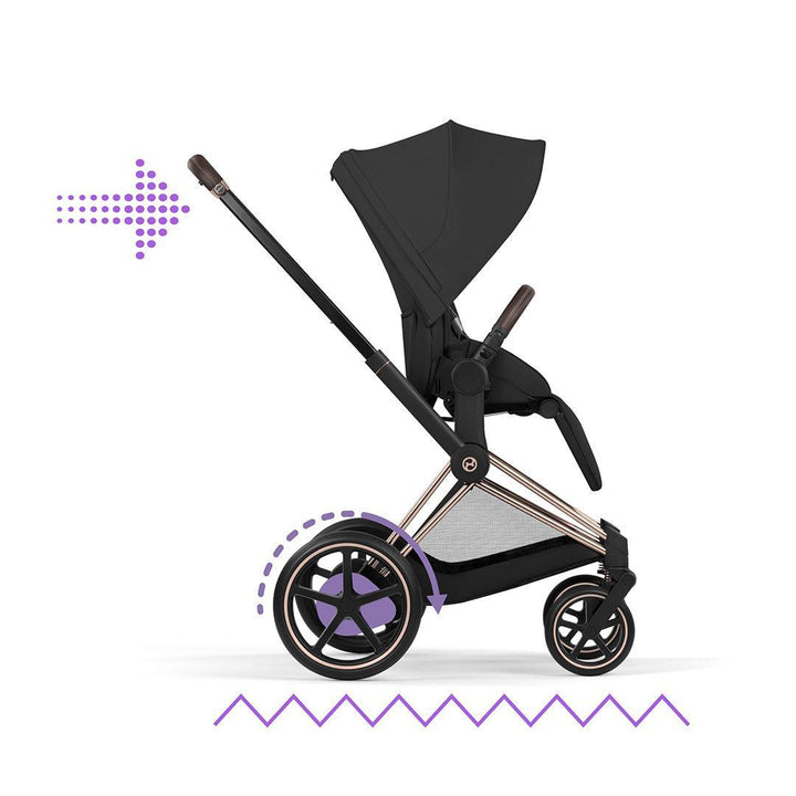CYBEX e-Priam Comfort Pushchair & Foldable Carrycot - Sepia Black/Rose Gold-Strollers-Sepia Black/Rose Gold- | Natural Baby Shower