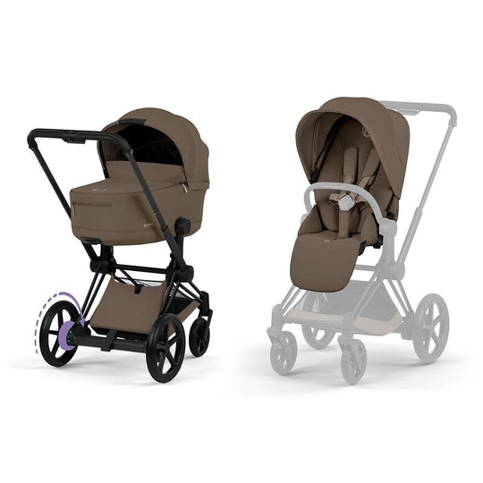 CYBEX e-Priam Pushchair & Fold Cot - Comfort - Coconut Brown/Black-Strollers- | Natural Baby Shower