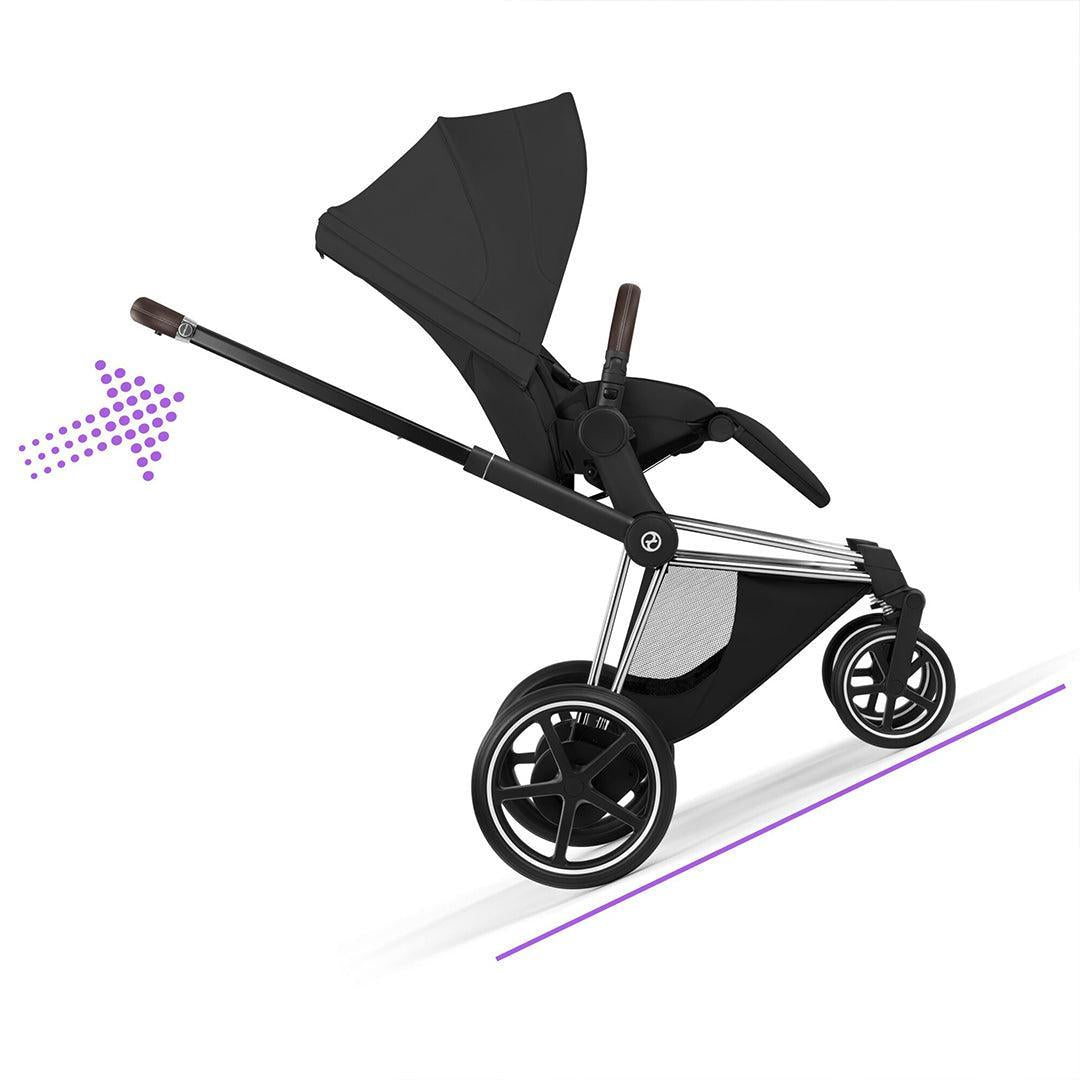 CYBEX e-Priam Style Single Pushchair-Strollers-Sepia Black-Chrome Brown | Natural Baby Shower