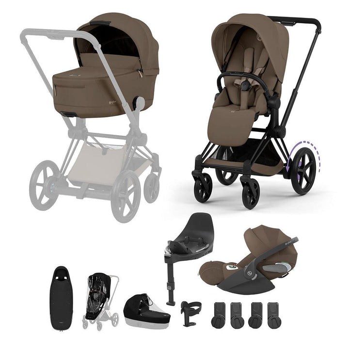 CYBEX e-PRIAM Fold Cot Ultimate Travel System Bundle - Comfort-Travel Systems-Coconut Brown- | Natural Baby Shower
