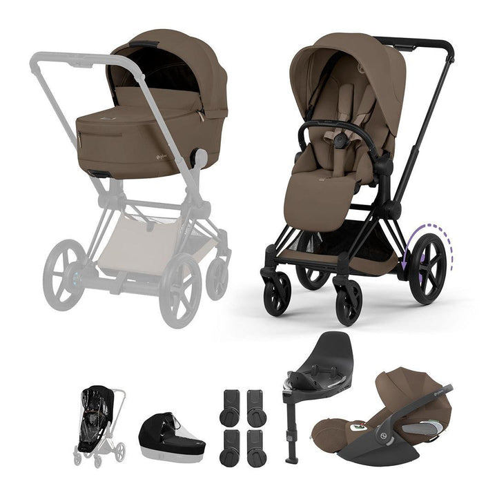 CYBEX e-PRIAM Fold Cot Travel System Bundle - Comfort-Travel Systems-Coconut Brown- | Natural Baby Shower