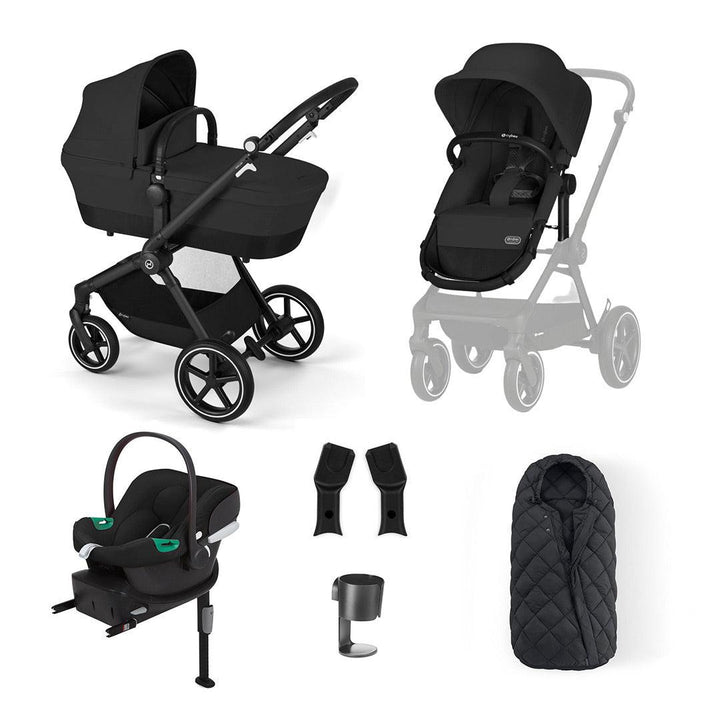 CYBEX EOS Lux Comfort Bundle - Moon Black-Travel Systems-Moon Black-No Footmuff | Natural Baby Shower