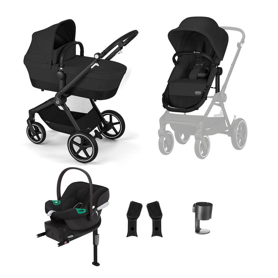 CYBEX EOS Lux Comfort Bundle - Moon Black-Travel Systems-Moon Black-SNOGGA Footmuff | Natural Baby Shower