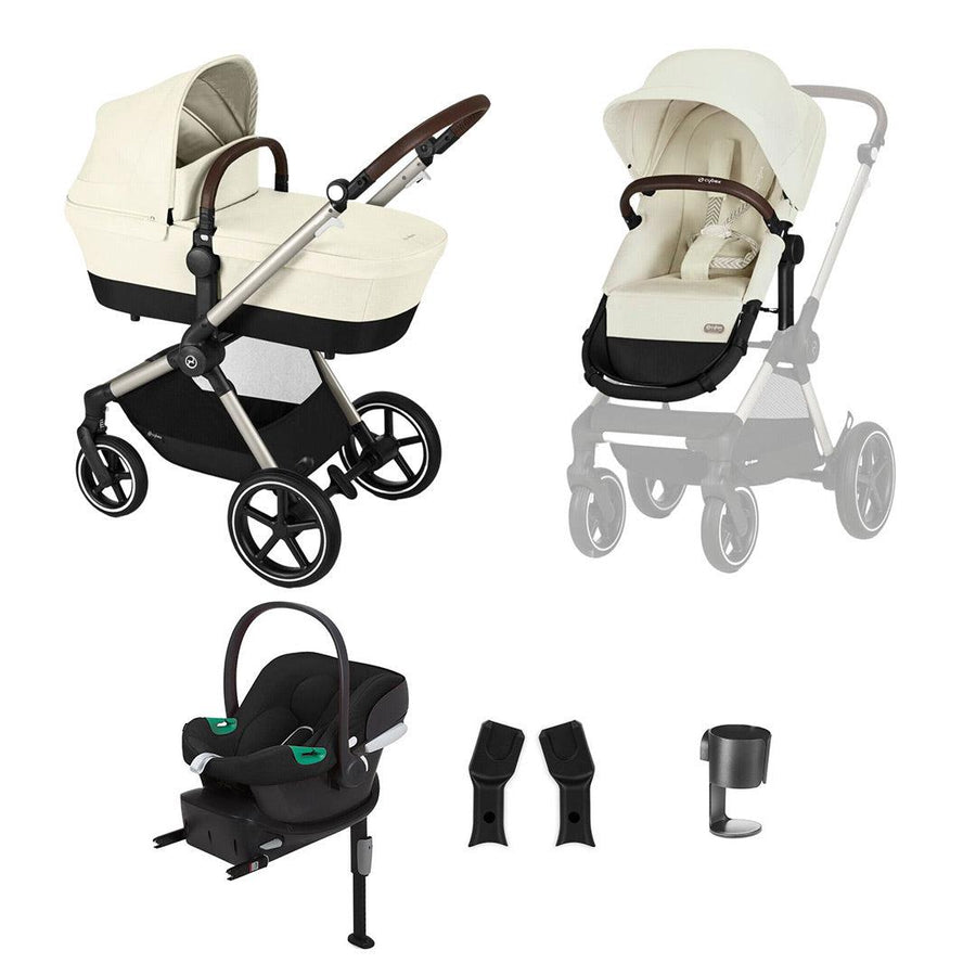 CYBEX EOS Lux Comfort Bundle - Seashell Beige-Travel Systems-Seashell Beige-No Footmuff | Natural Baby Shower