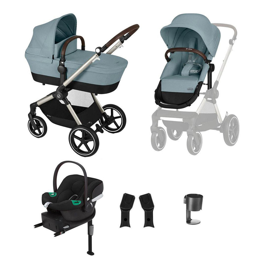 CYBEX EOS Lux Comfort Bundle - Sky Blue-Travel Systems-Sky Blue-No Footmuff | Natural Baby Shower