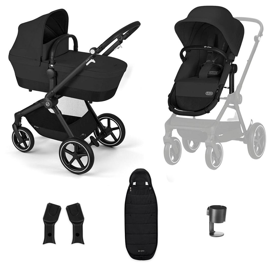 CYBEX EOS Lux Essential Bundle - Moon Black-Stroller Bundles-Moon Black-Gold Footmuff | Natural Baby Shower