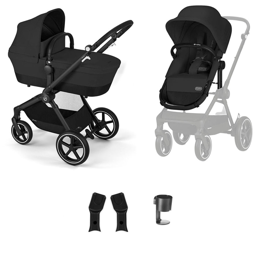CYBEX EOS Lux Essential Bundle - Moon Black-Stroller Bundles-Moon Black-No Footmuff | Natural Baby Shower