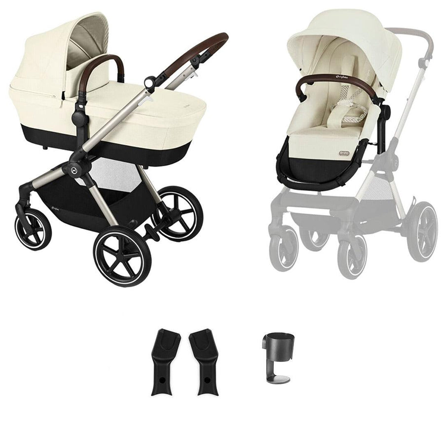 CYBEX EOS Lux Essential Bundle - Seashell Beige-Stroller Bundles-Seashell Beige-No Footmuff | Natural Baby Shower