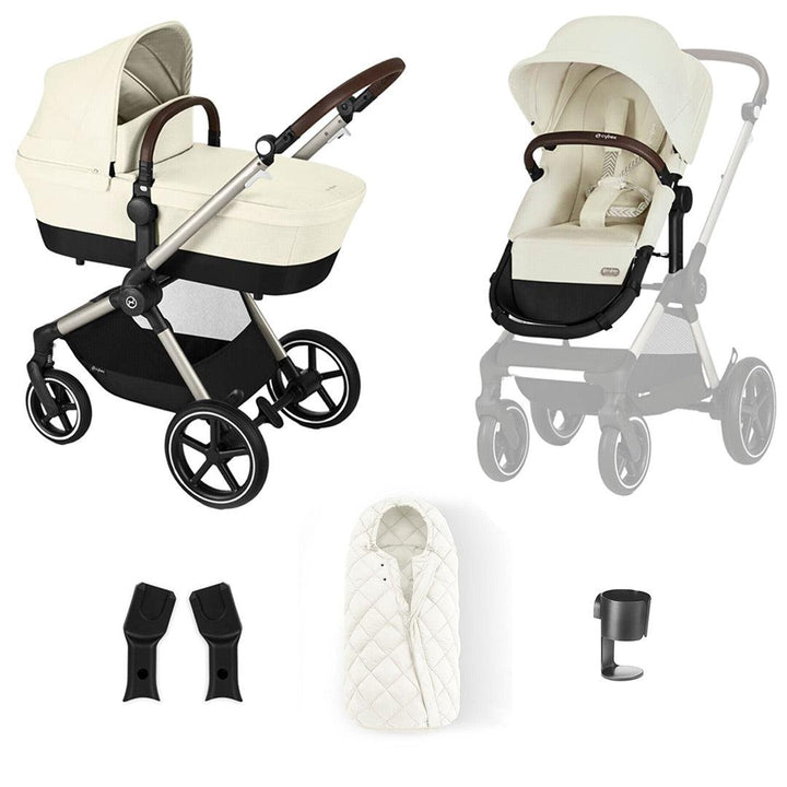 CYBEX EOS Lux Essential Bundle - Seashell Beige-Stroller Bundles-Seashell Beige-SNOGGA Footmuff | Natural Baby Shower