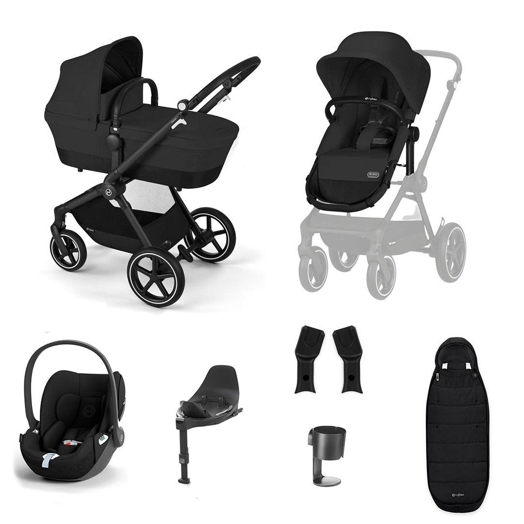 CYBEX EOS Lux Luxury Bundle - Moon Black-Travel Systems-Moon Black-Gold Footmuff | Natural Baby Shower