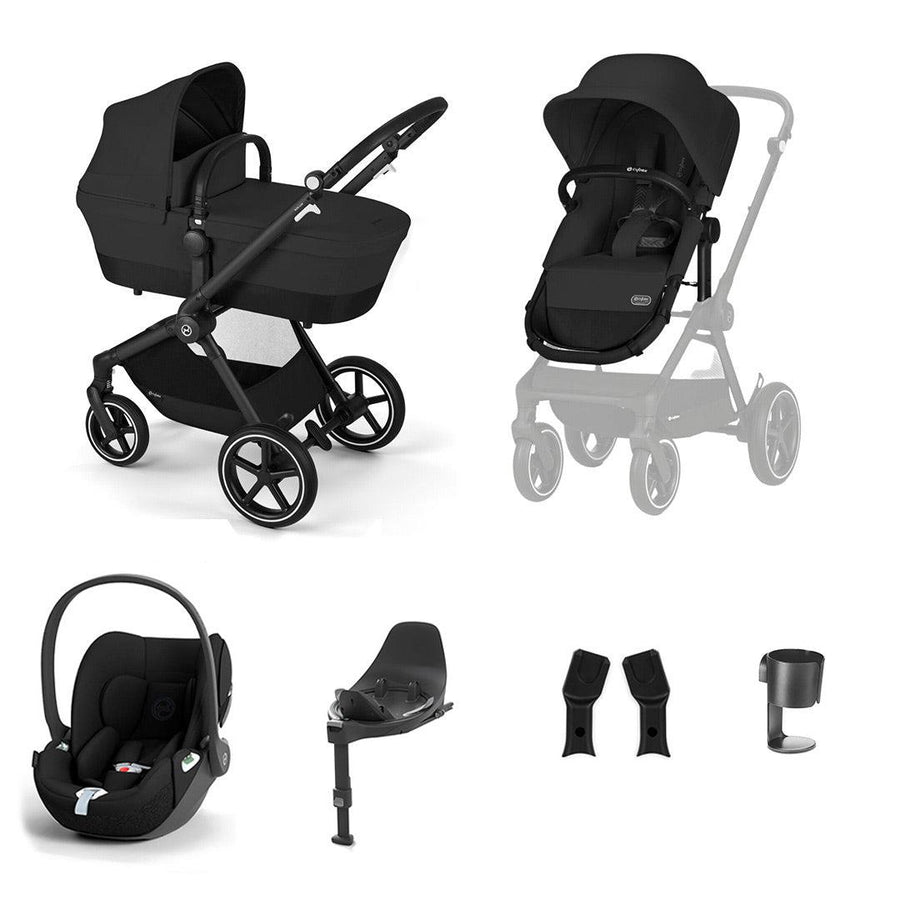 CYBEX EOS Lux Luxury Bundle - Moon Black-Travel Systems-Moon Black-No Footmuff | Natural Baby Shower