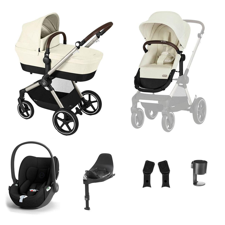 CYBEX EOS Lux Luxury Bundle - Seashell Beige-Travel Systems-Seashell Beige-SNOGGA Footmuff | Natural Baby Shower