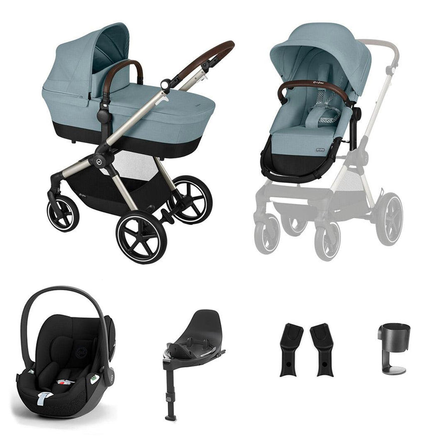 CYBEX EOS Lux Luxury Bundle - Sky Blue-Travel Systems-Sky Blue-No Footmuff | Natural Baby Shower