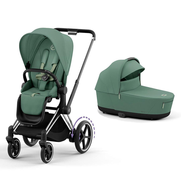 CYBEX e-Priam Pushchair - Leaf Green-Strollers-Leaf Green/Chrome & Black-Lux Carrycot | Natural Baby Shower