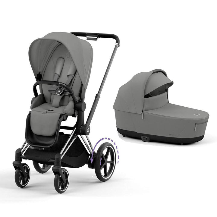 CYBEX e-Priam Pushchair - Mirage Grey-Strollers-Mirage Grey/Chrome & Black-Lux Carrycot | Natural Baby Shower