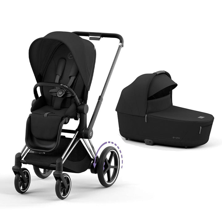 CYBEX e-Priam Pushchair - Sepia Black-Strollers-Sepia Black/Chrome & Black-Lux Carrycot | Natural Baby Shower