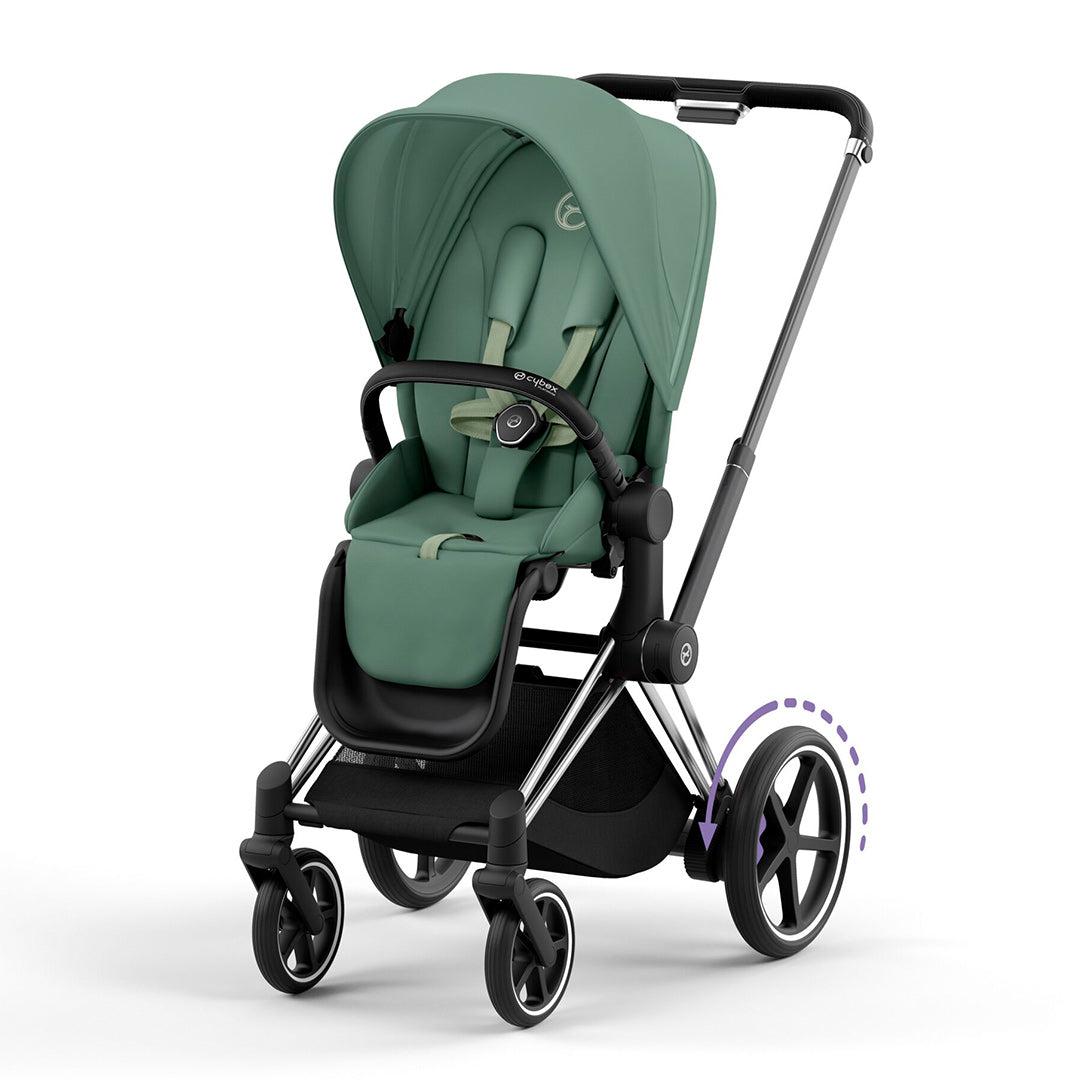 CYBEX e-Priam Pushchair - Leaf Green-Strollers-Leaf Green/Chrome & Black-No Carrycot | Natural Baby Shower