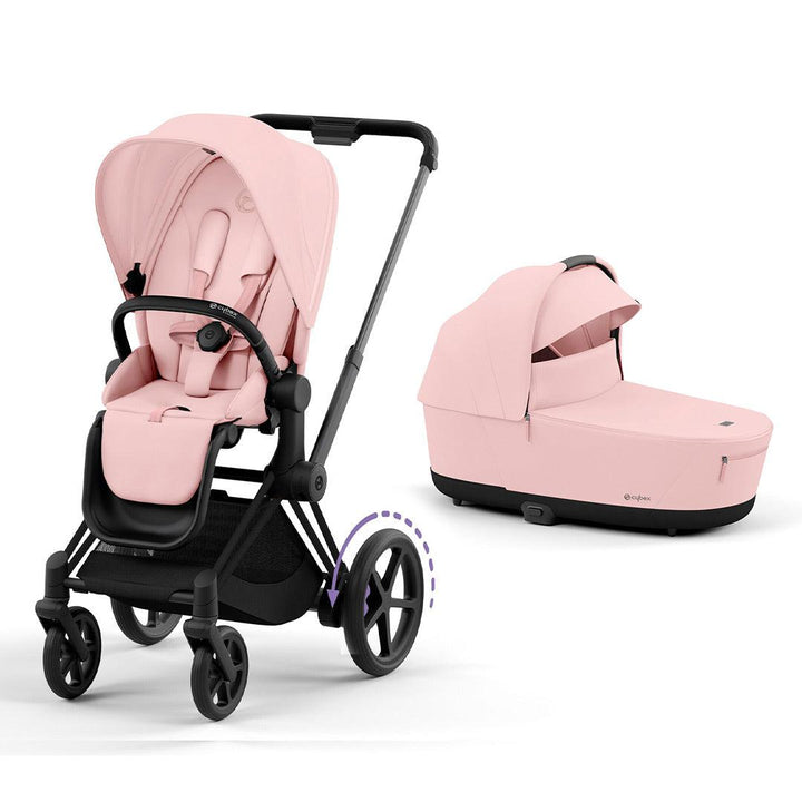 CYBEX e-Priam Pushchair - Peach Pink-Strollers-Peach Pink/Matt Black-Lux Carrycot | Natural Baby Shower