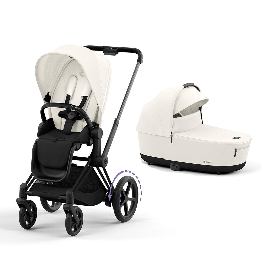 CYBEX e-Priam Pushchair - Off White-Strollers-Off White/Matt Black-Lux Carrycot | Natural Baby Shower