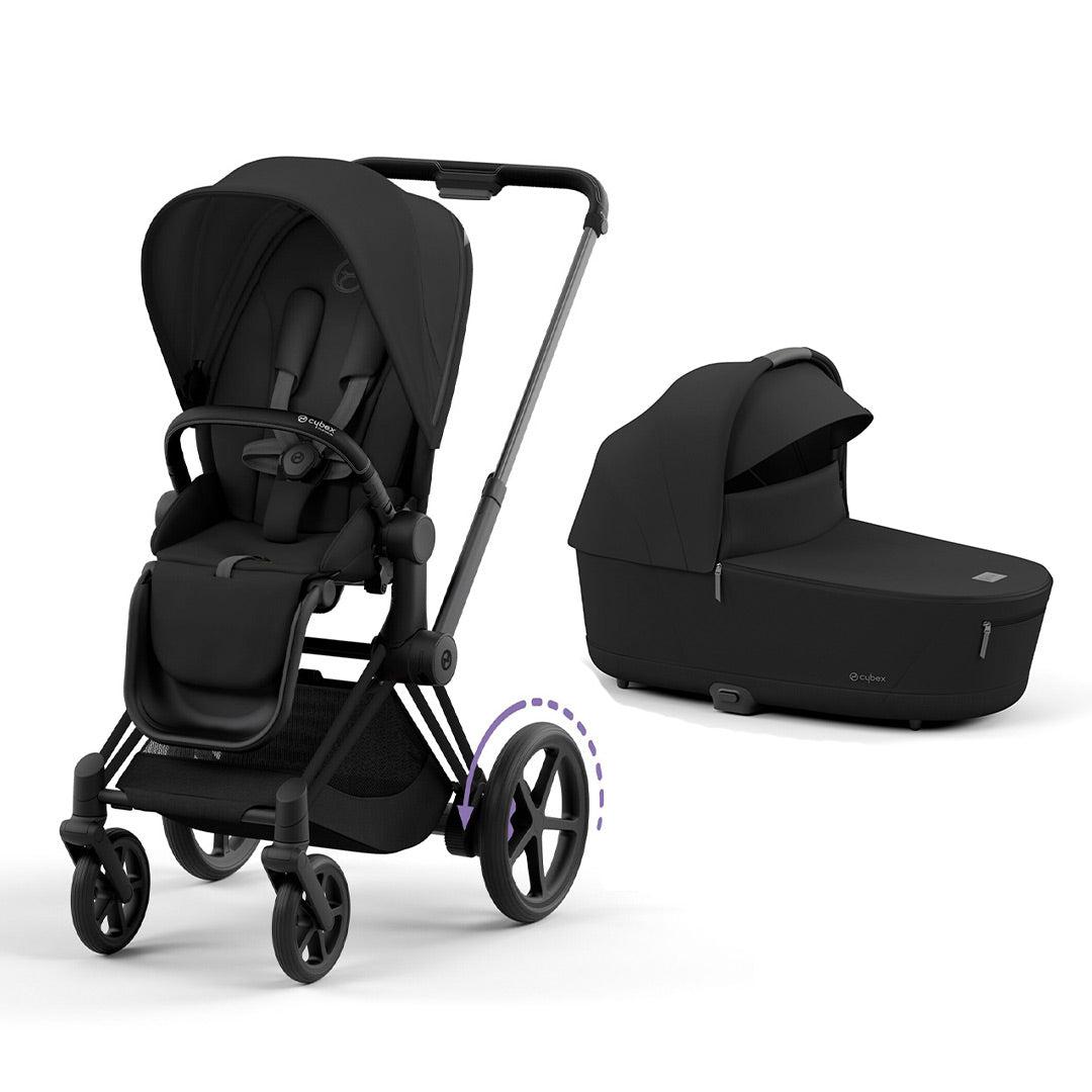 CYBEX e-Priam Pushchair - Sepia Black-Strollers-Sepia Black/Matt Black-Lux Carrycot | Natural Baby Shower
