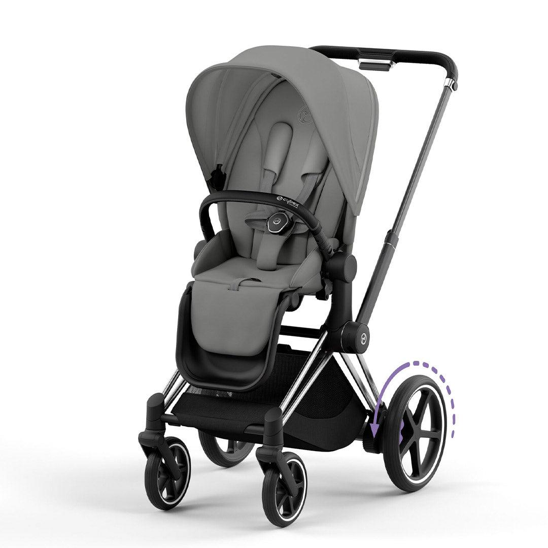 CYBEX e-Priam Pushchair - Mirage Grey-Strollers-Mirage Grey/Chrome & Black-No Carrycot | Natural Baby Shower