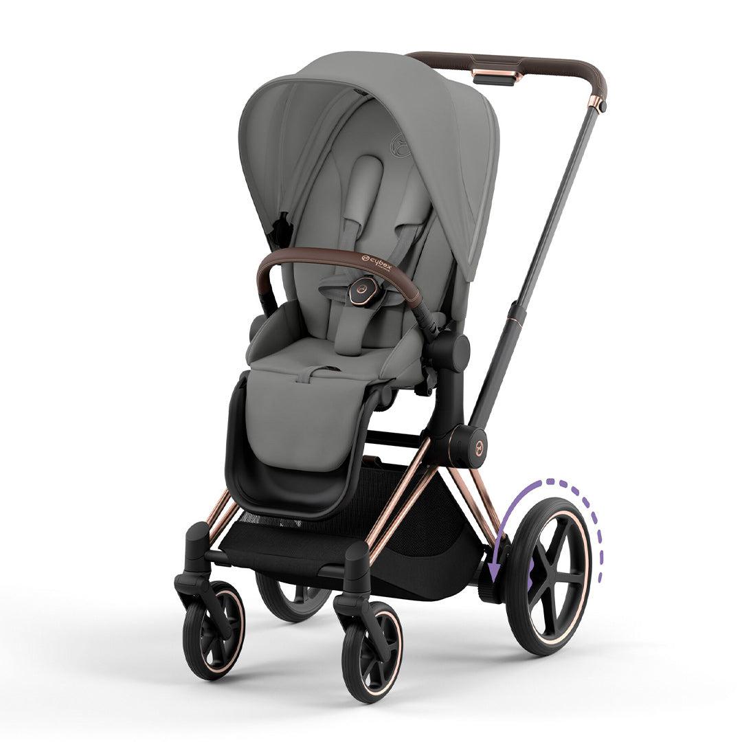 CYBEX e-Priam Pushchair - Mirage Grey-Strollers-Mirage Grey/Rose Gold-No Carrycot | Natural Baby Shower