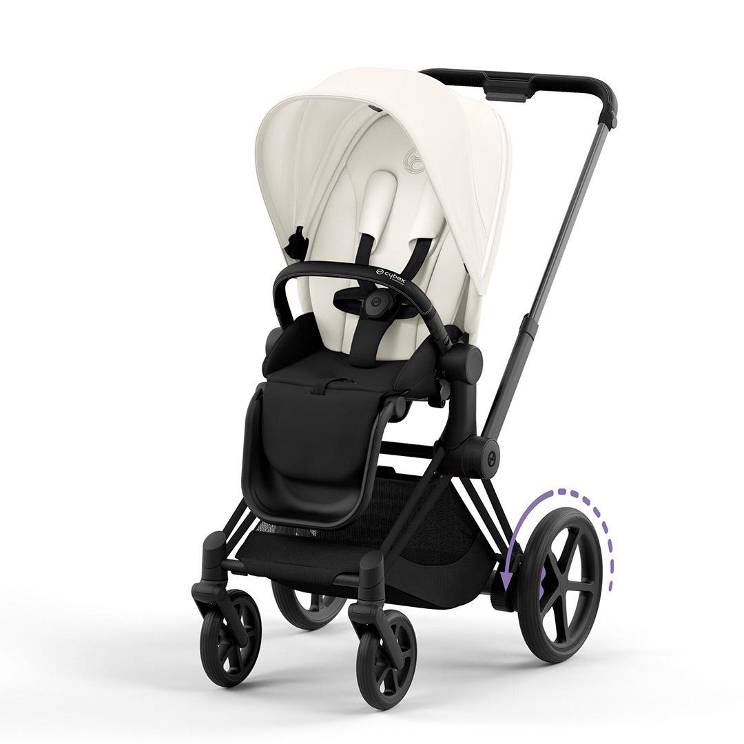 CYBEX e-Priam Pushchair - Off White-Strollers-Off White/Matt Black-No Carrycot | Natural Baby Shower