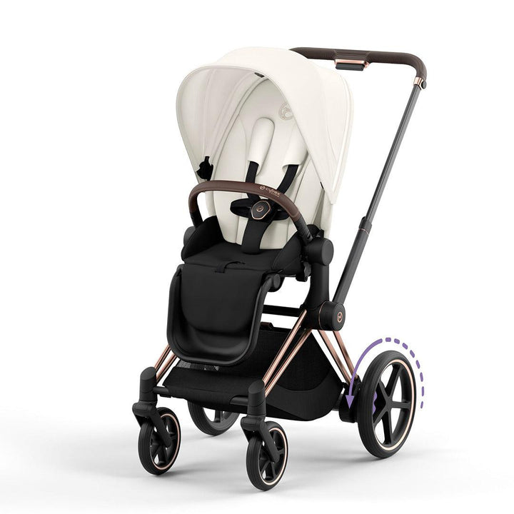 CYBEX e-Priam Pushchair - Off White-Strollers-Off White/Rose Gold-No Carrycot | Natural Baby Shower