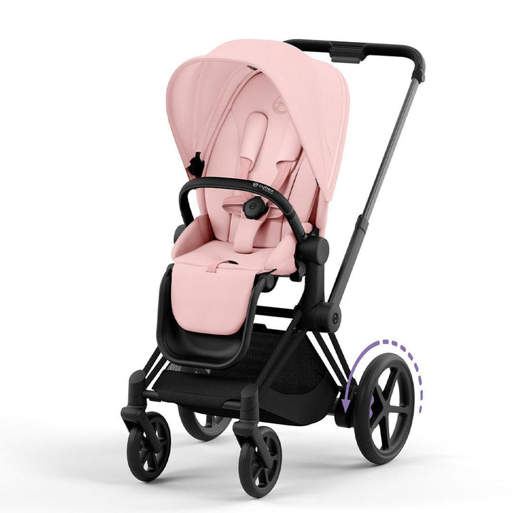 CYBEX e-Priam Pushchair - Peach Pink-Strollers-Peach Pink/Matt Black-No Carrycot | Natural Baby Shower