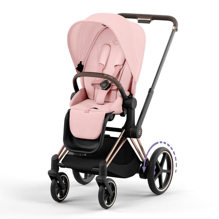 CYBEX e-Priam Pushchair - Peach Pink-Strollers-Peach Pink/Rose Gold-No Carrycot | Natural Baby Shower