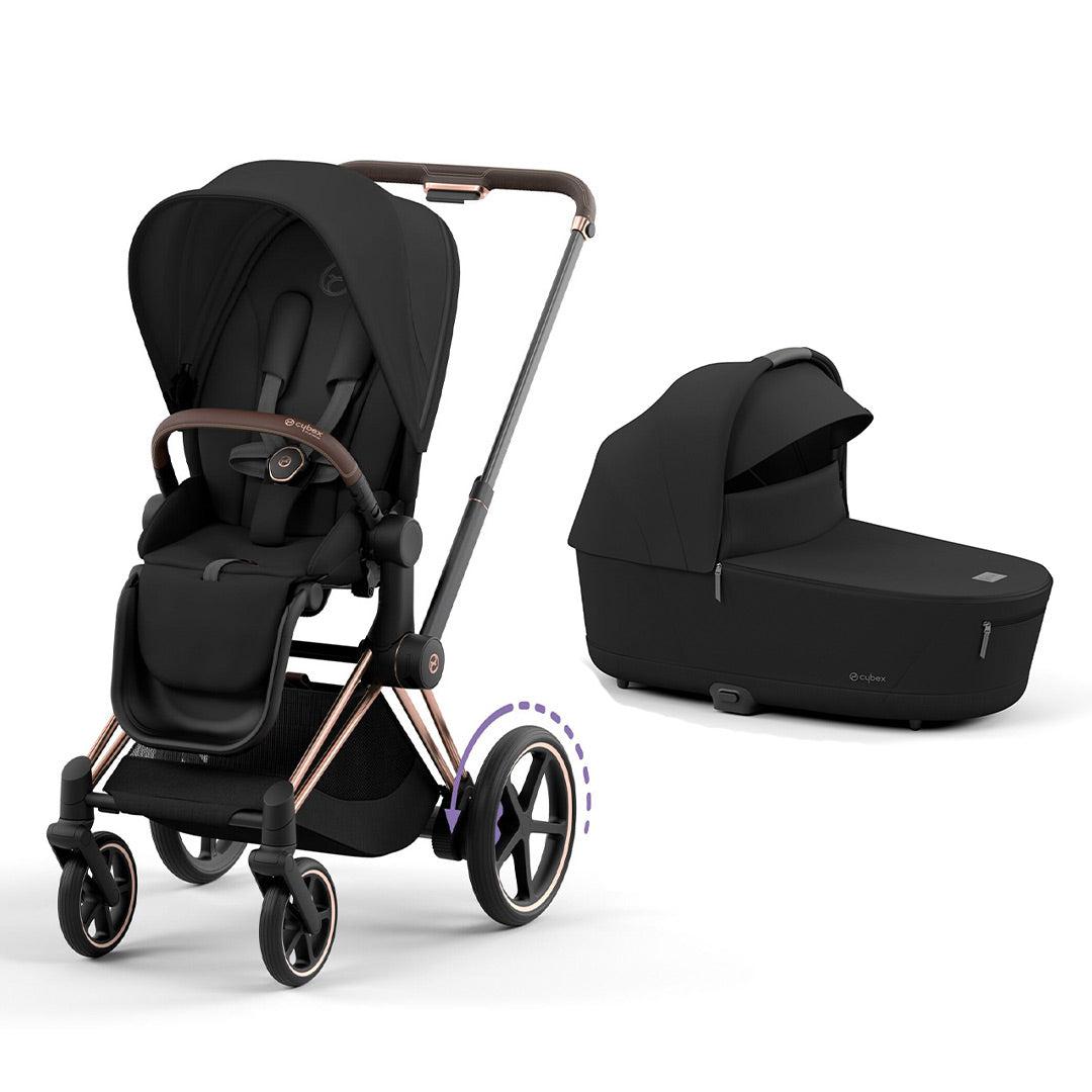 CYBEX e-Priam Pushchair - Sepia Black-Strollers-Sepia Black/Rose Gold-Lux Carrycot | Natural Baby Shower
