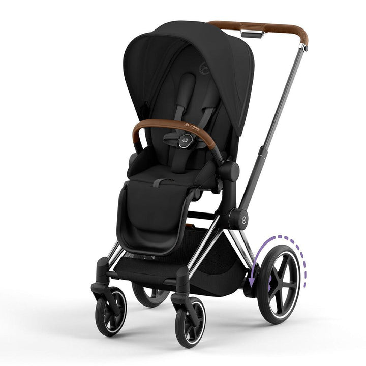 CYBEX e-Priam Pushchair - Sepia Black-Strollers-Sepia Black/Chrome & Brown-No Carrycot | Natural Baby Shower