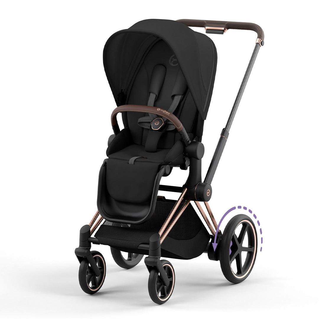 CYBEX e-Priam Pushchair - Sepia Black-Strollers-Sepia Black/Rose Gold-No Carrycot | Natural Baby Shower
