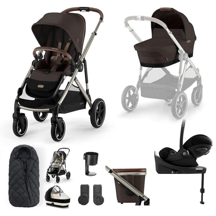 CYBEX Gazelle S + Cloud G Travel System-Travel Systems-Moon Black-No Base | Natural Baby Shower