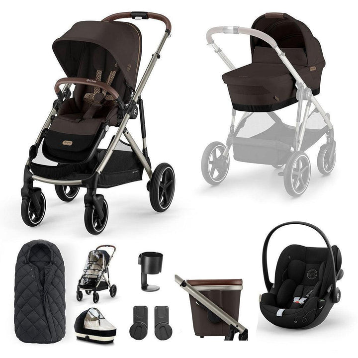 CYBEX Gazelle S + Cloud G Travel System-Travel Systems-Moon Black-No Base | Natural Baby Shower