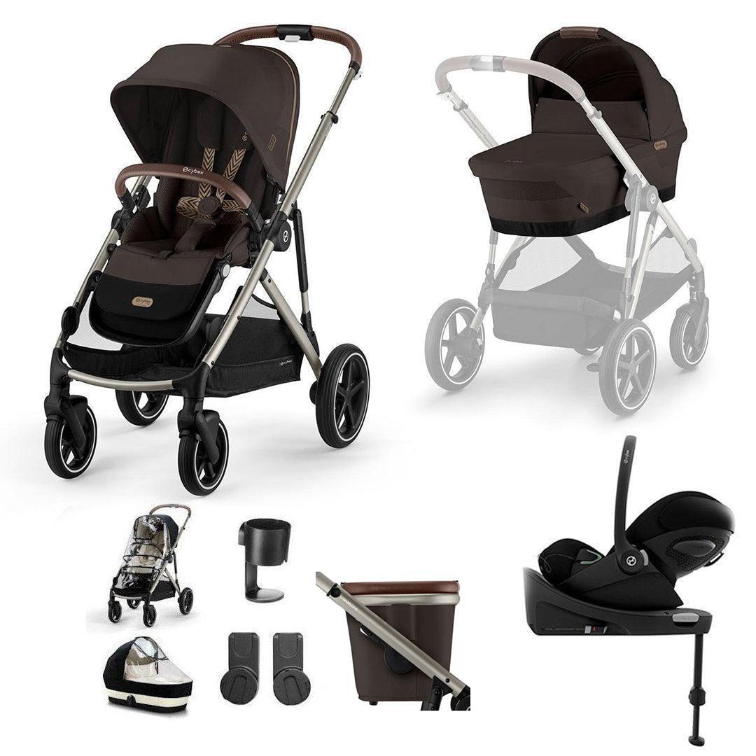 CYBEX Gazelle S + Cloud G Travel System-Travel Systems-Moon Black-No Base | Natural Baby Shower