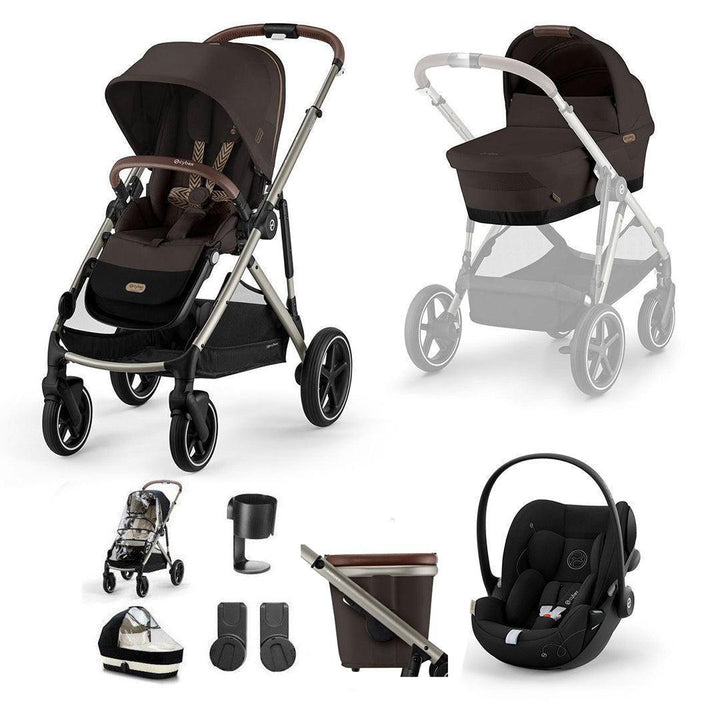 CYBEX Gazelle S + Cloud G Travel System-Travel Systems-Moon Black-No Base | Natural Baby Shower