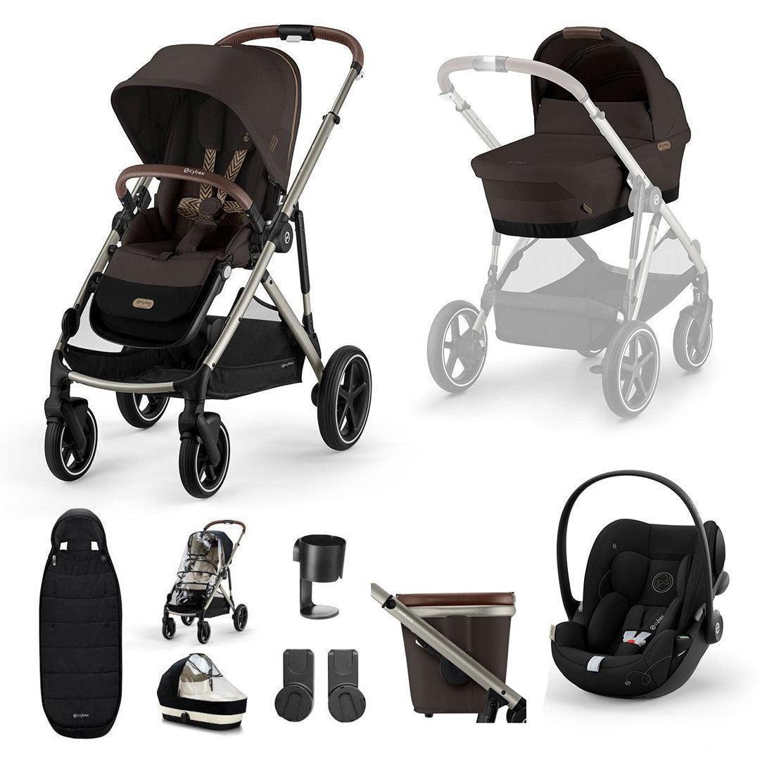CYBEX Gazelle S + Cloud G Travel System-Travel Systems-Moon Black-No Base | Natural Baby Shower