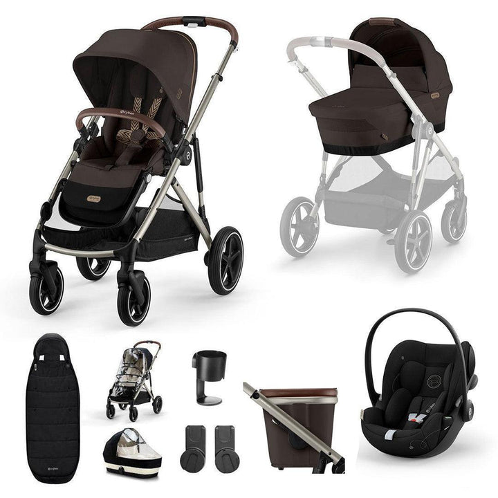 CYBEX Gazelle S + Cloud G Travel System-Travel Systems-Moon Black-No Base | Natural Baby Shower