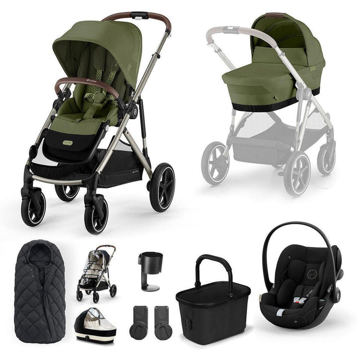 CYBEX Gazelle S + Cloud G Travel System-Travel Systems-Moss Green-No Base | Natural Baby Shower