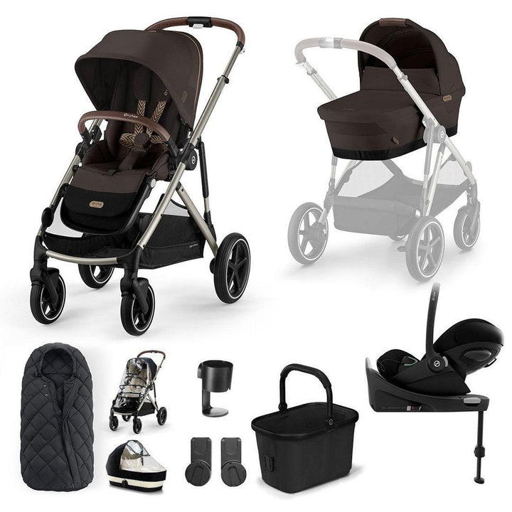 CYBEX Gazelle S + Cloud G Travel System-Travel Systems-Chocolate Brown-With Base | Natural Baby Shower