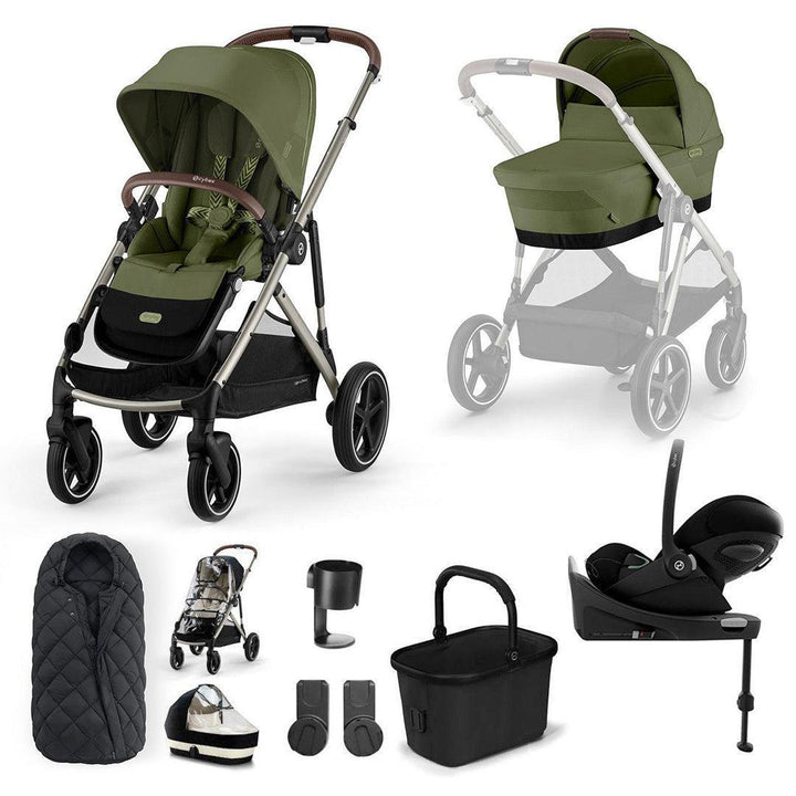 CYBEX Gazelle S + Cloud G Travel System-Travel Systems-Moss Green-With Base | Natural Baby Shower