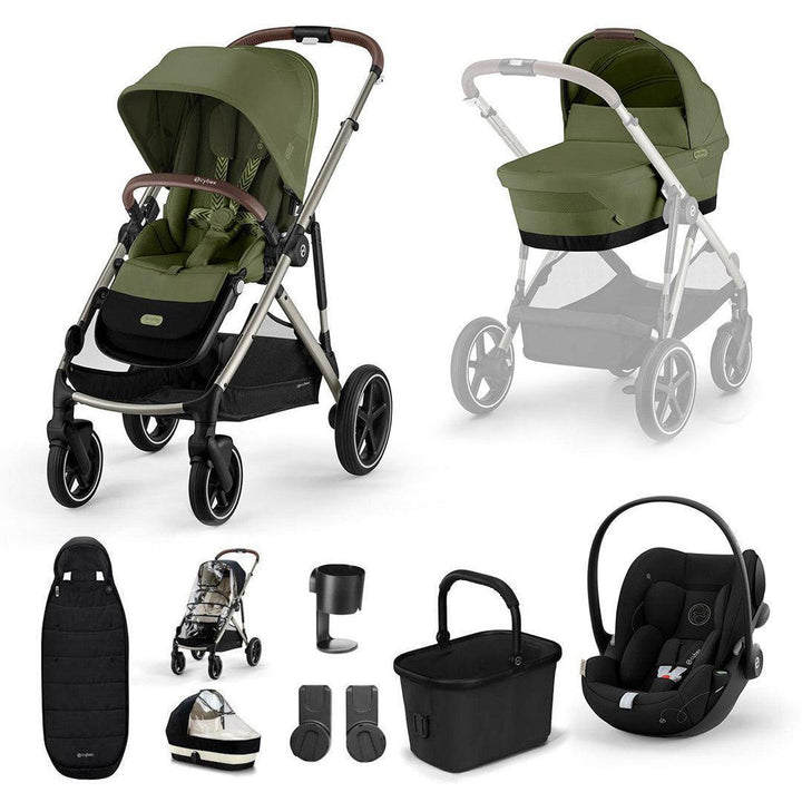 CYBEX Gazelle S + Cloud G Travel System-Travel Systems-Moss Green-No Base | Natural Baby Shower