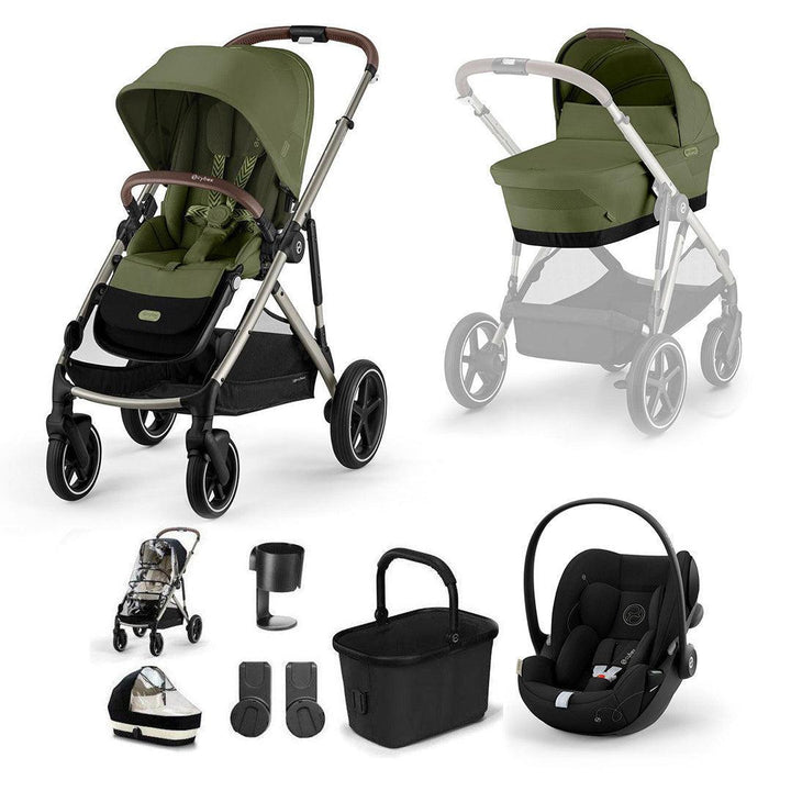 CYBEX Gazelle S + Cloud G Travel System-Travel Systems-Moss Green-No Base | Natural Baby Shower