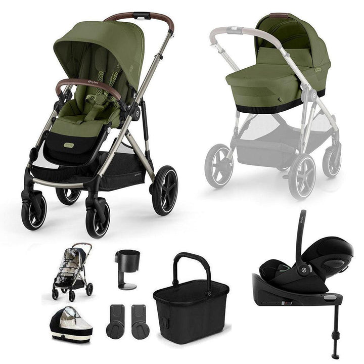 CYBEX Gazelle S + Cloud G Travel System-Travel Systems-Moss Green-With Base | Natural Baby Shower