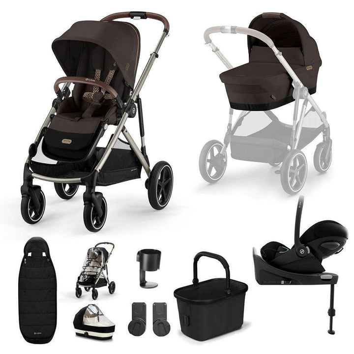 CYBEX Gazelle S + Cloud G Travel System-Travel Systems-Chocolate Brown-With Base | Natural Baby Shower