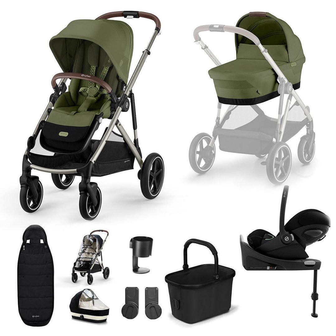 CYBEX Gazelle S + Cloud G Travel System-Travel Systems-Moss Green-With Base | Natural Baby Shower
