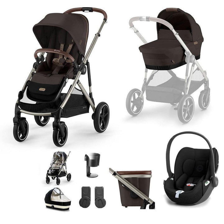 CYBEX Gazelle S + Cloud T Travel System-Travel Systems-Moon Black-No Base | Natural Baby Shower