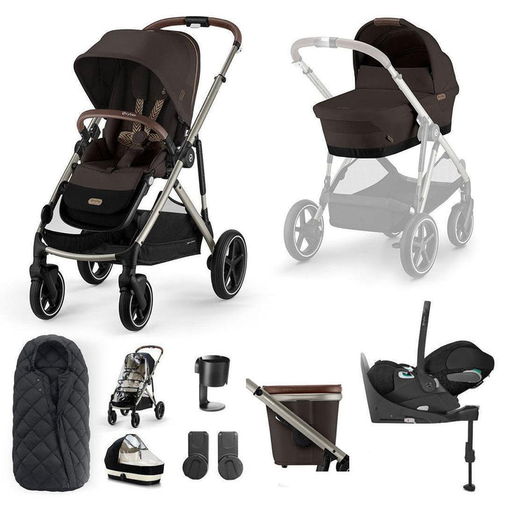 CYBEX Gazelle S + Cloud T Travel System-Travel Systems-Moon Black-No Base | Natural Baby Shower