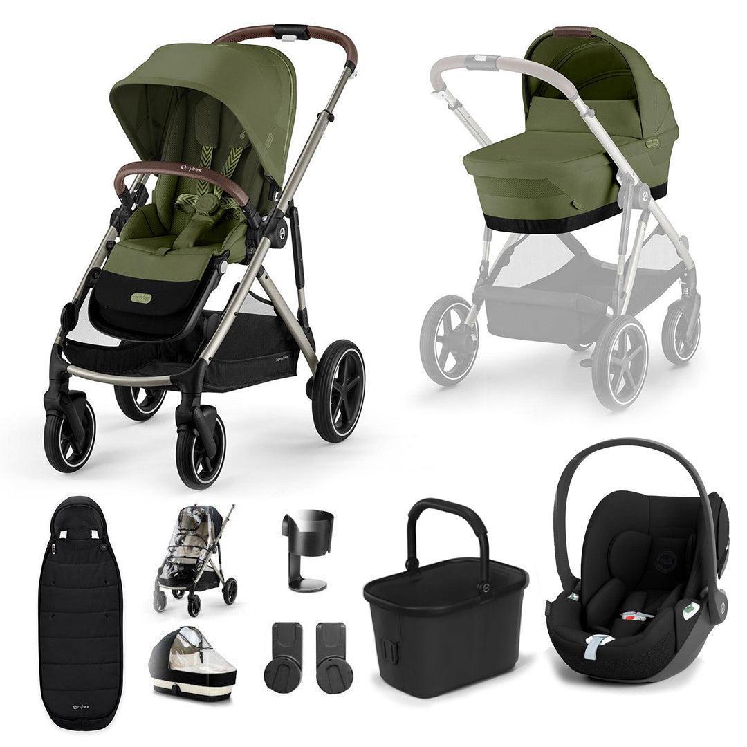 CYBEX Gazelle S + Cloud T Travel System-Travel Systems-Moss Green-No Base | Natural Baby Shower